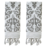 Mirage Fringe 2-Piece Hand Towel Set, Gray