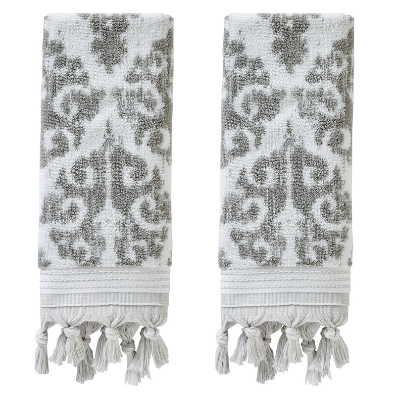 Mirage Fringe 2-Piece Hand Towel Set, Gray