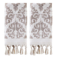 Mirage Fringe 2-Piece Turkish Cotton Hand Towel Set, Taupe