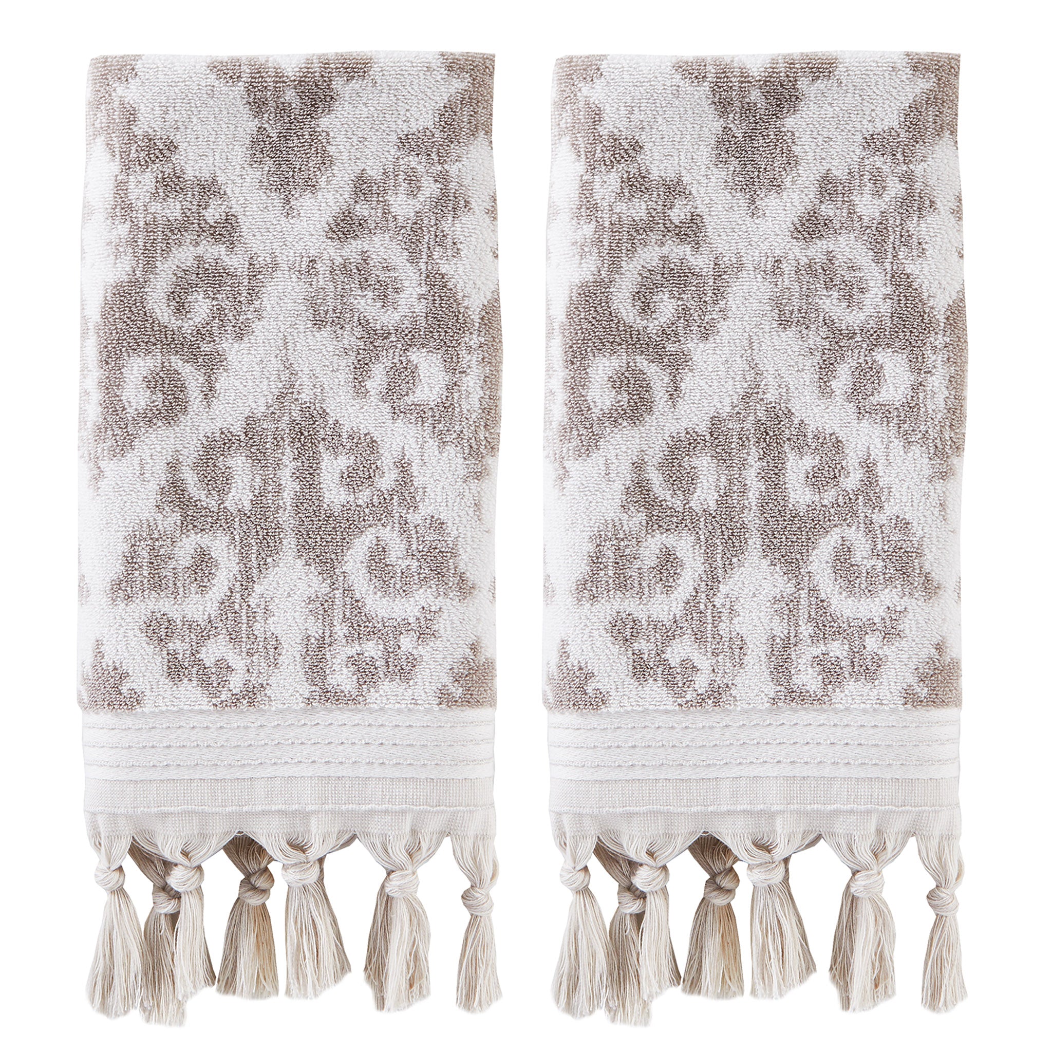 Mirage Fringe 2-Piece Turkish Cotton Hand Towel Set, Taupe