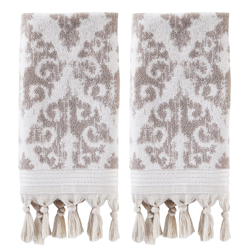 Mirage Fringe 2-Piece Turkish Cotton Hand Towel Set, Taupe