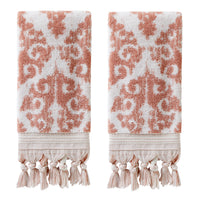 Mirage Fringe 2-Piece Turkish Cotton Hand Towel Set, Blush