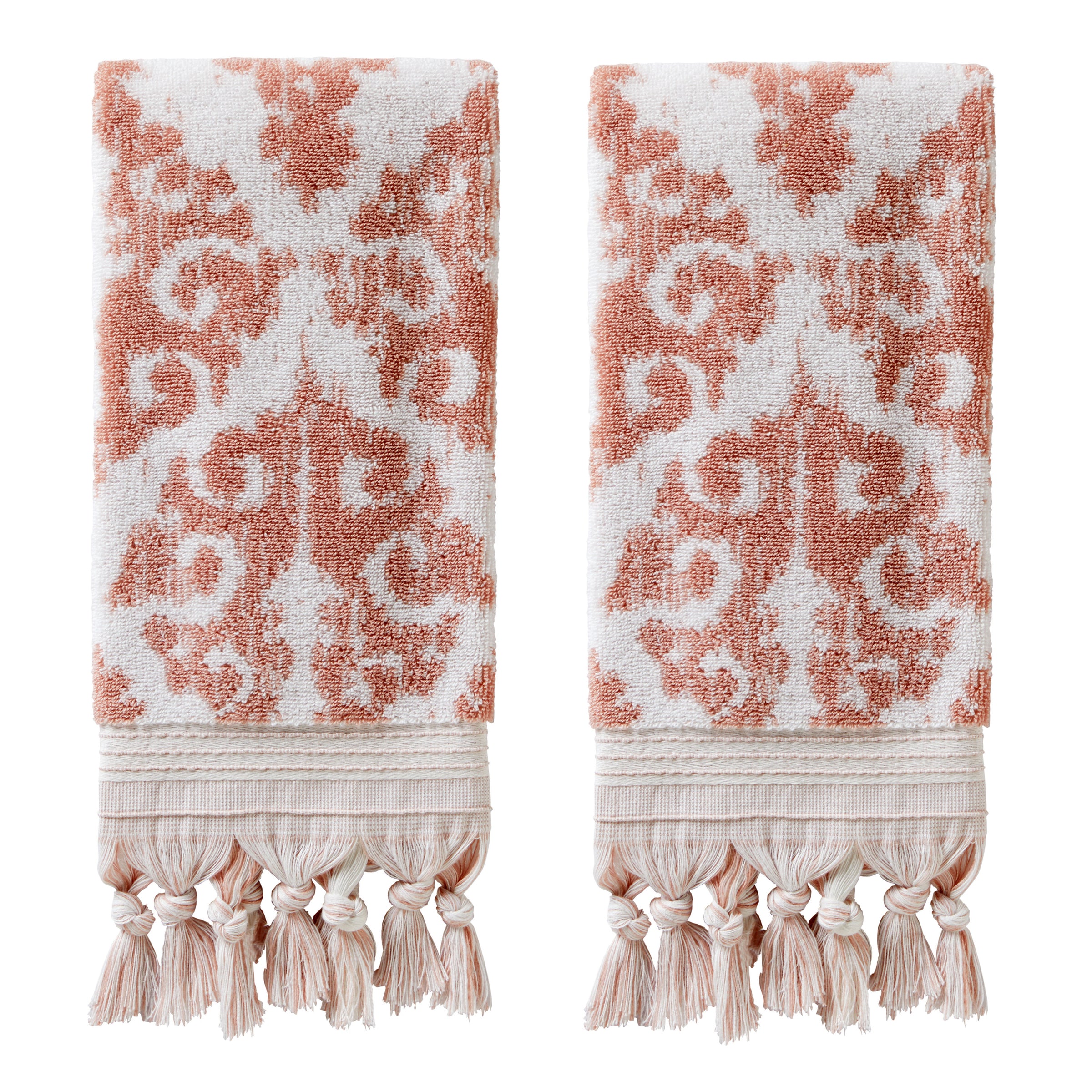 Mirage Fringe 2-Piece Turkish Cotton Hand Towel Set, Blush