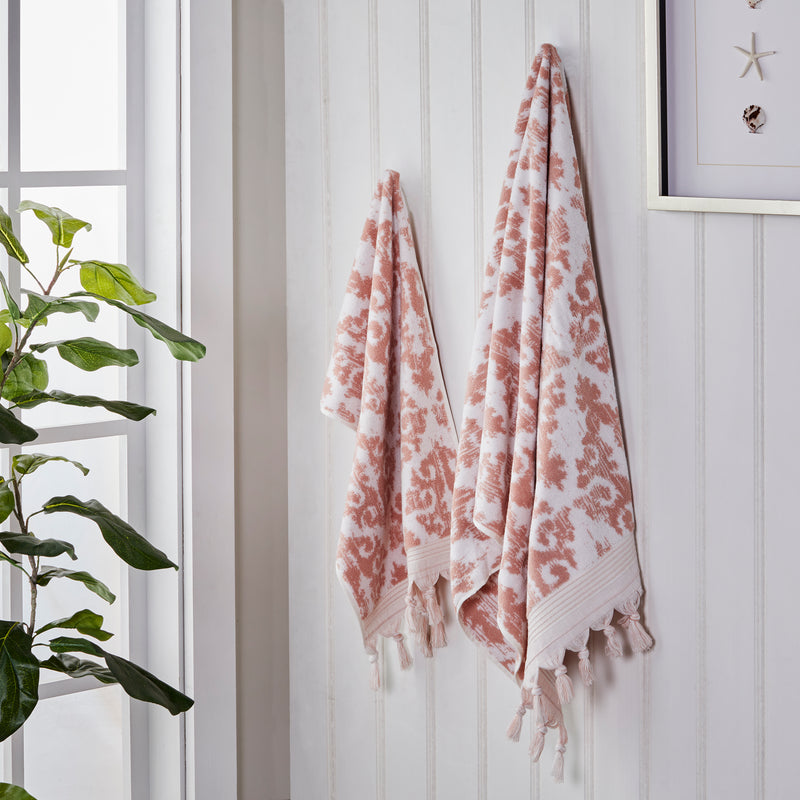 Mirage Fringe Turkish Cotton Bath Towel, Blush