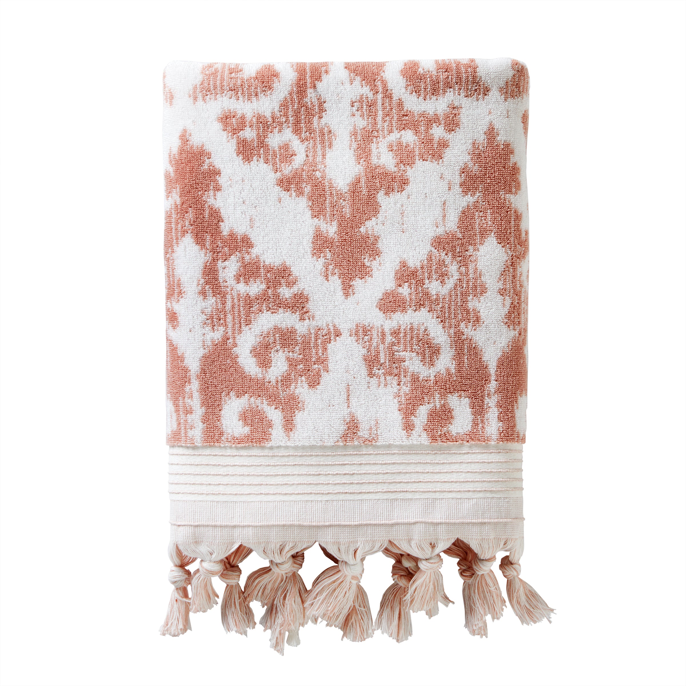 Mirage Fringe Turkish Cotton Bath Towel, Blush