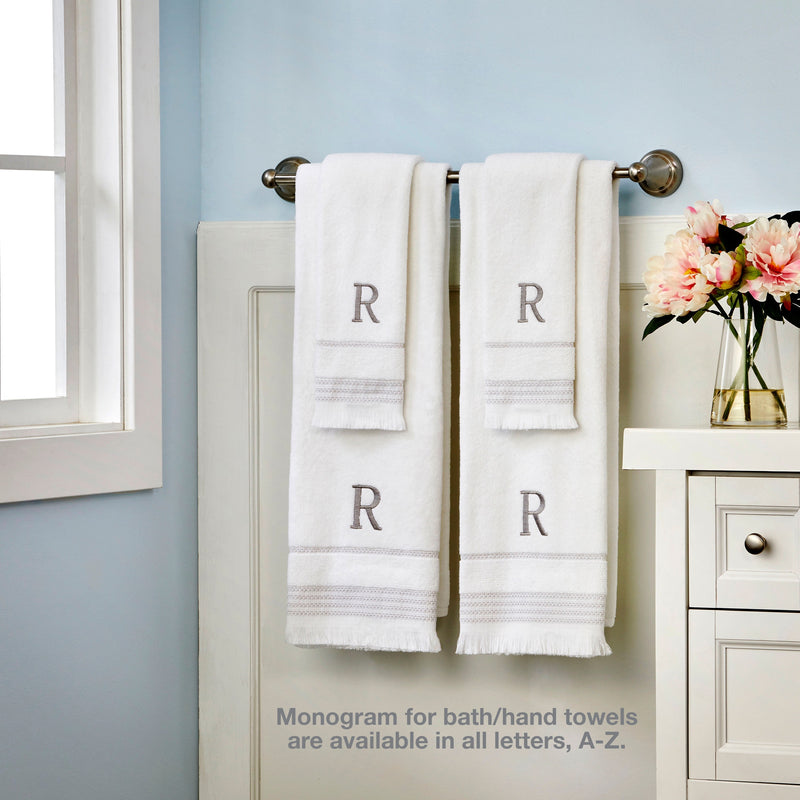 Casual Monogram “L” Cotton Bath Towel, White