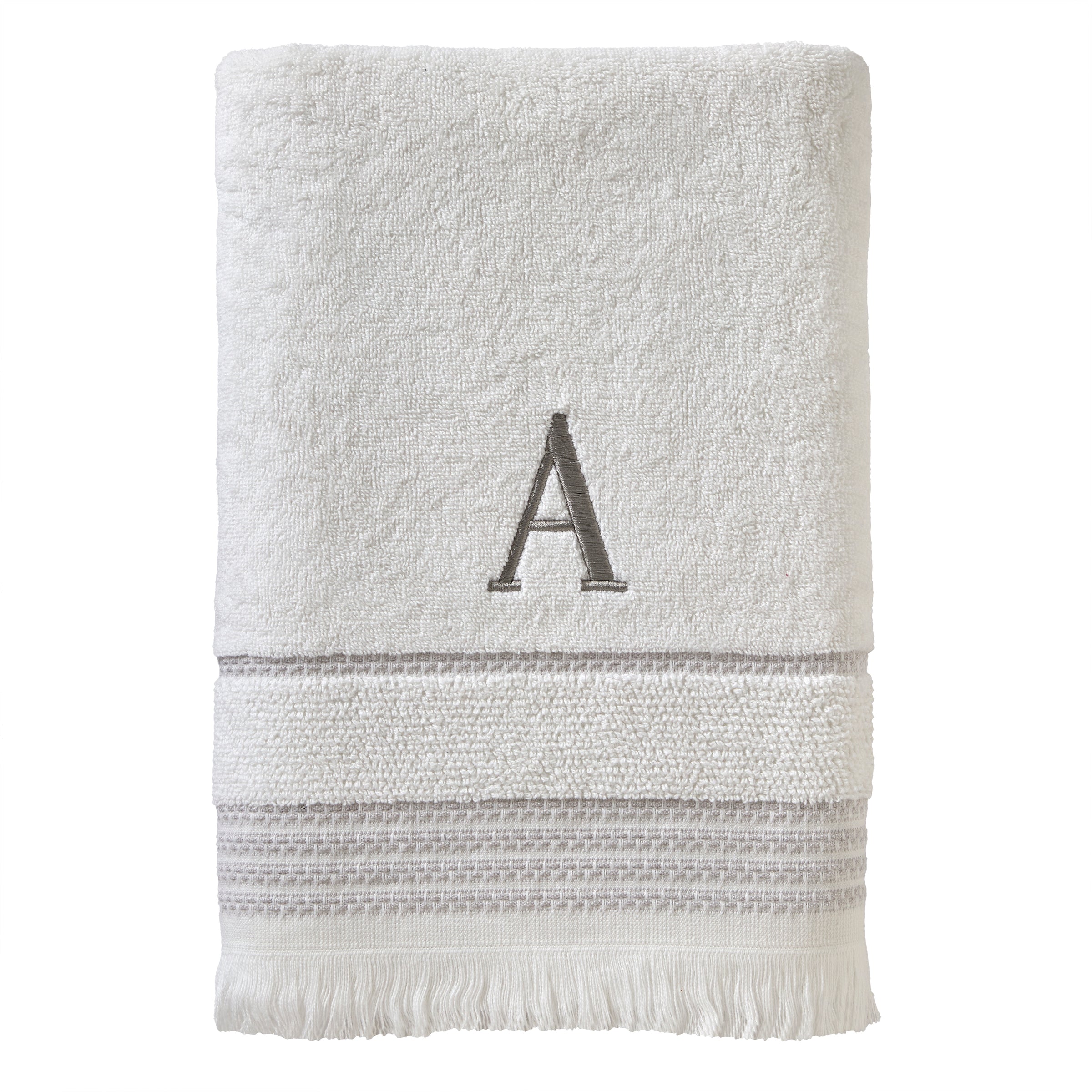 Casual Monogram “A” Cotton Bath Towel, White