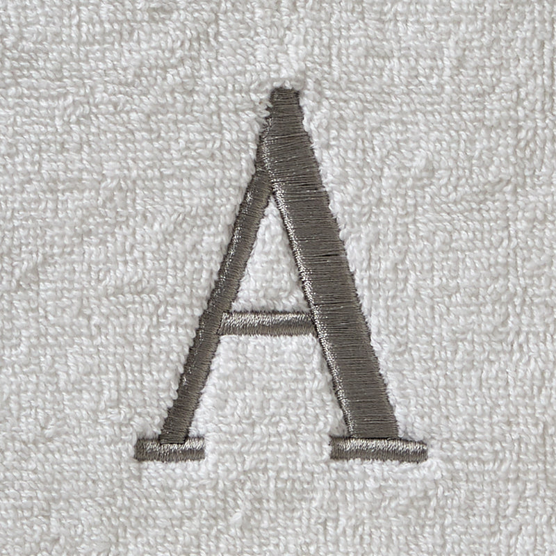 Casual Monogram “A” 2-Piece Cotton Hand Towel Set, White