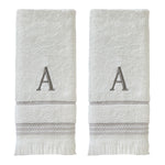 Casual Monogram “A” 2-Piece Cotton Hand Towel Set, White