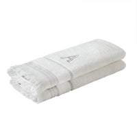 Casual Monogram “A” 2-Piece Cotton Hand Towel Set, White