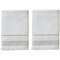 Casual Fringe 2-Piece Cotton Bath Towel Set, White
