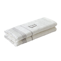 Casual Monogram “B” 2-Piece Cotton Hand Towel Set, White