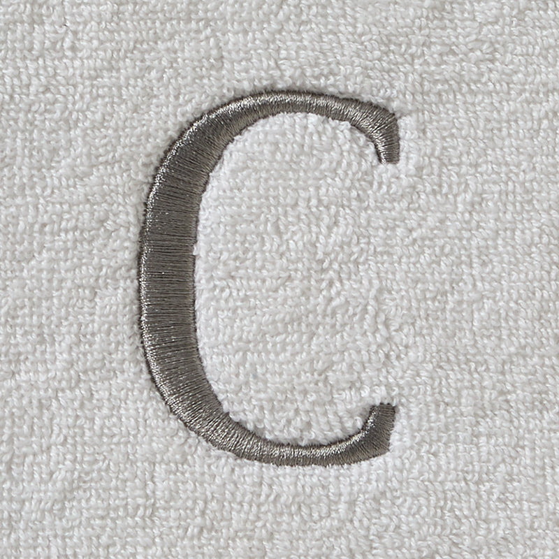 Casual Monogram “C” 2-Piece Cotton Hand Towel Set, White