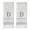Casual Monogram “D” 2-Piece Cotton Hand Towel Set, White