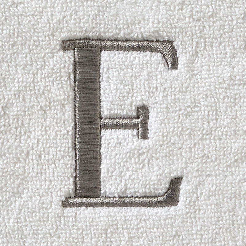 Casual Monogram “E” 2-Piece Cotton Hand Towel Set, White