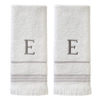 Casual Monogram “E” 2-Piece Cotton Hand Towel Set, White