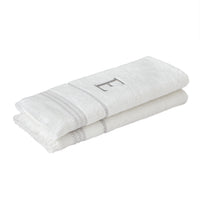 Casual Monogram “E” 2-Piece Cotton Hand Towel Set, White