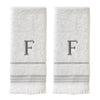 Casual Monogram “F” 2-Piece Cotton Hand Towel Set, White