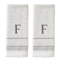Casual Monogram “F” 2-Piece Cotton Hand Towel Set, White