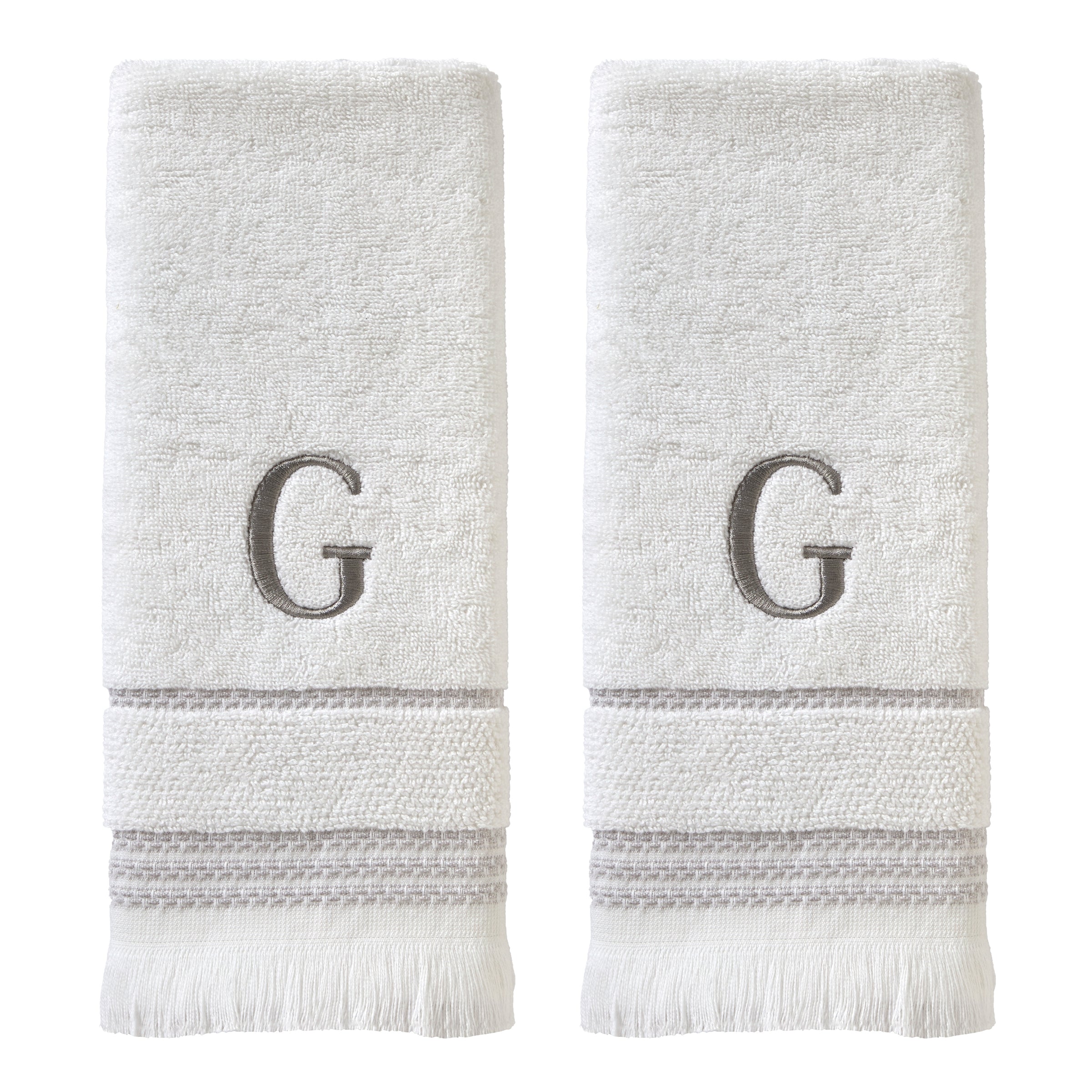 Casual Monogram “G” 2-Piece Cotton Hand Towel Set, White