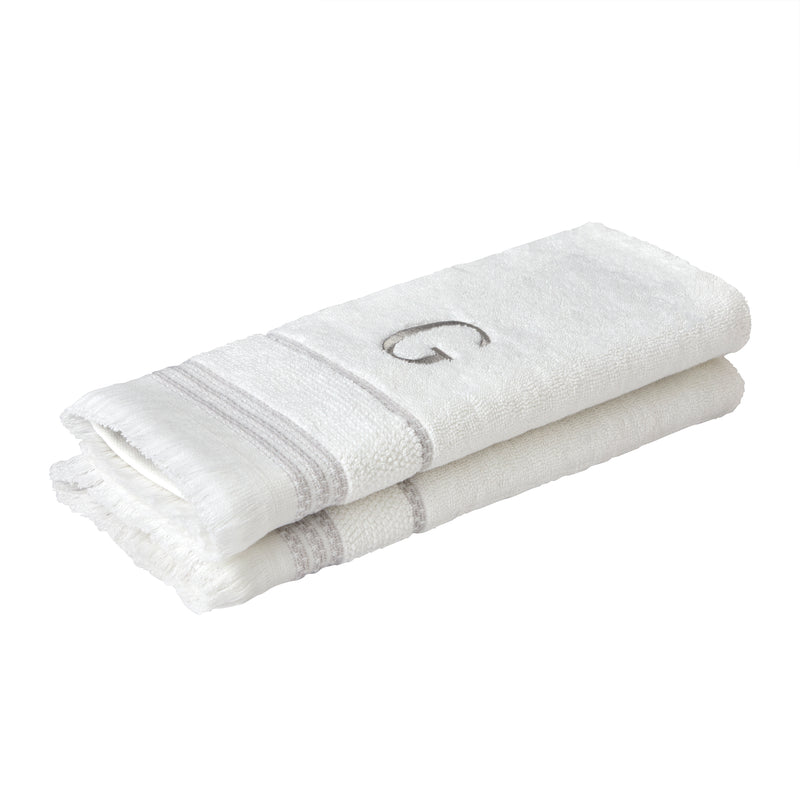 Casual Monogram “G” 2-Piece Cotton Hand Towel Set, White