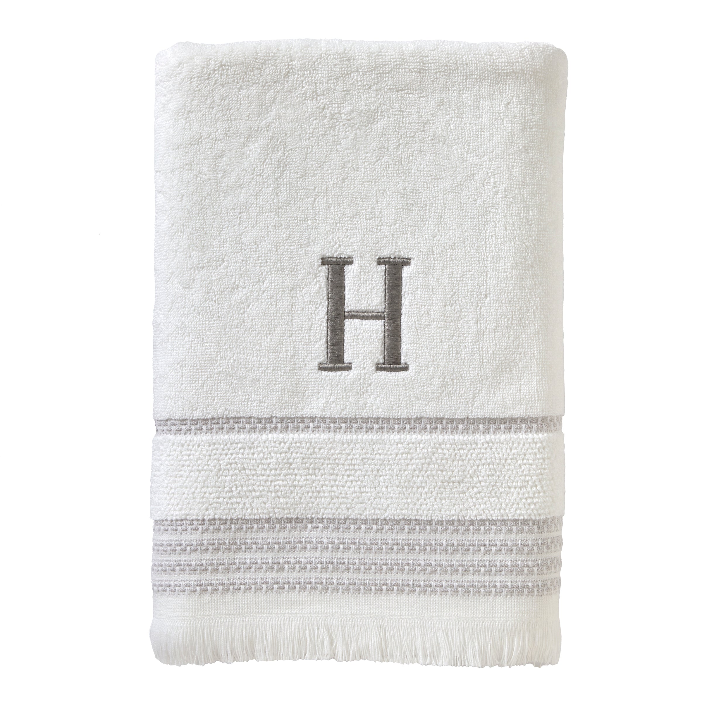 Casual Monogram “H” Cotton Bath Towel, White