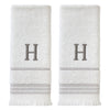 Casual Monogram “H” 2-Piece Cotton Hand Towel Set, White