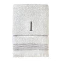 Casual Monogram “I” Cotton Bath Towel, White