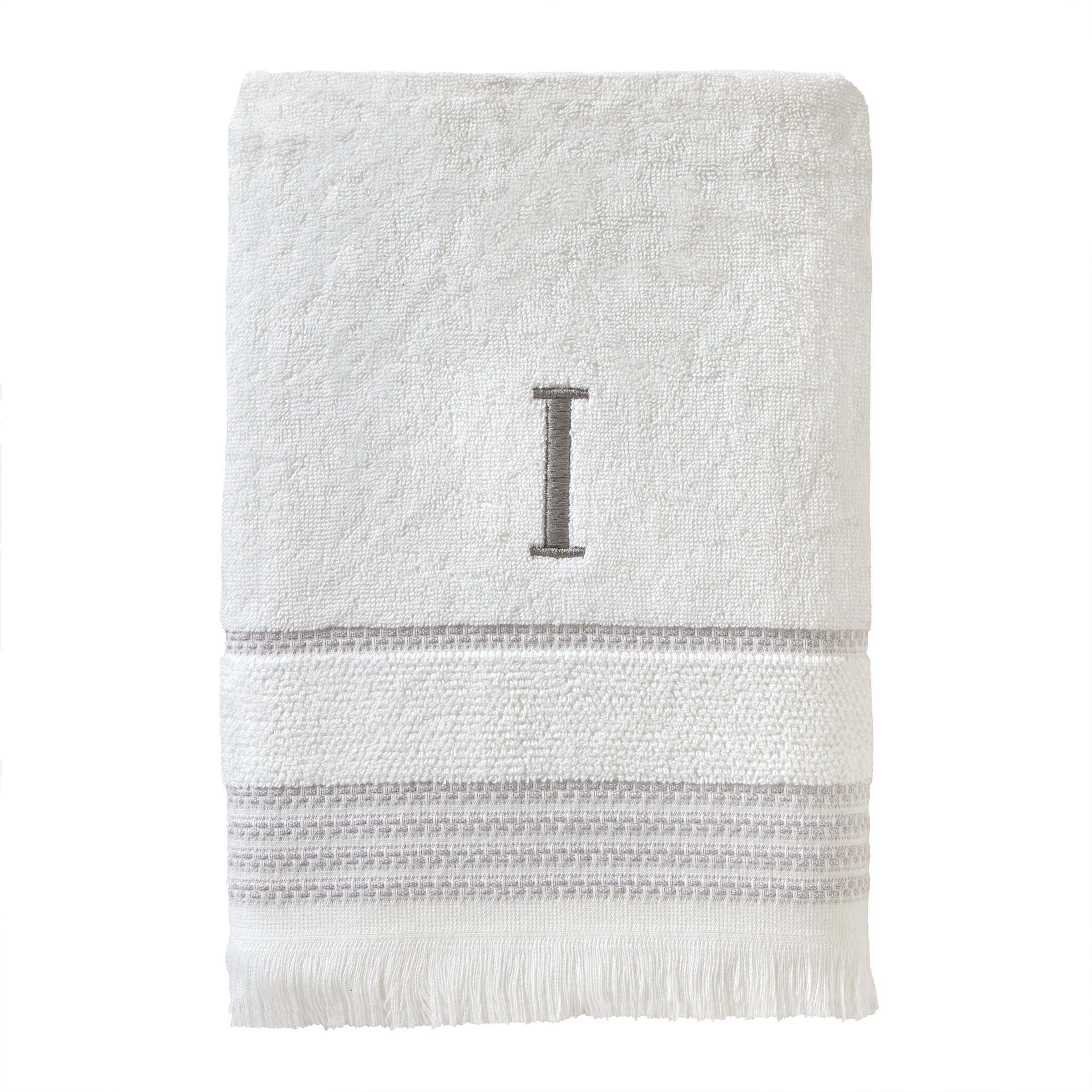 Casual Monogram “I” Cotton Bath Towel, White