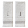 Casual Monogram “I” 2-Piece Cotton Hand Towel Set, White