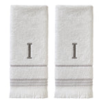 Casual Monogram “I” 2-Piece Cotton Hand Towel Set, White
