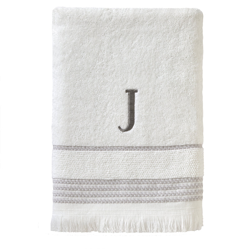 Casual Monogram “J” Cotton Bath Towel, White