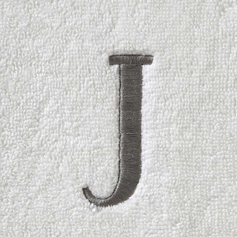 Casual Monogram “J” 2-Piece Cotton Hand Towel Set, White
