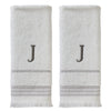 Casual Monogram “J” 2-Piece Cotton Hand Towel Set, White