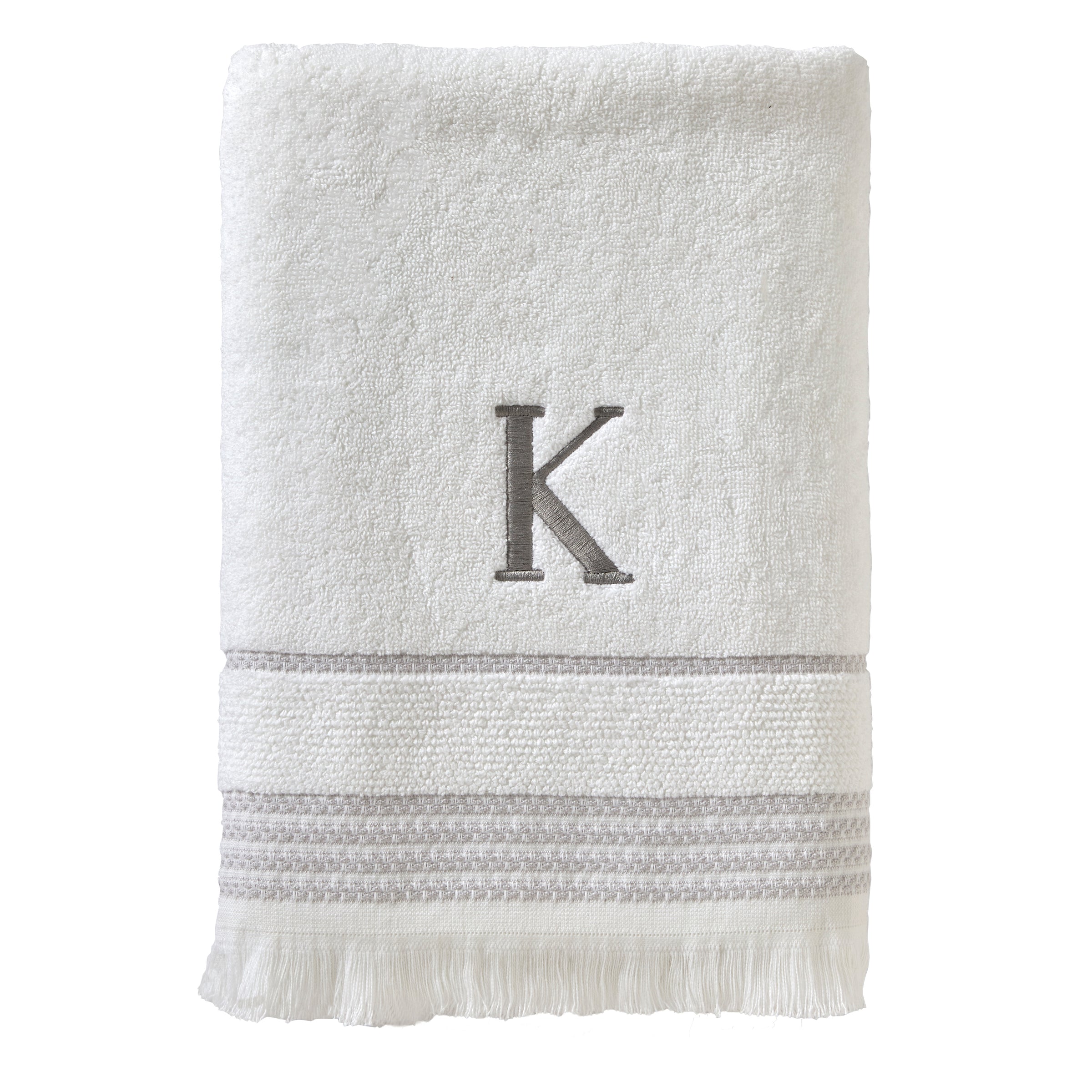 Casual Monogram “K” Cotton Bath Towel, White