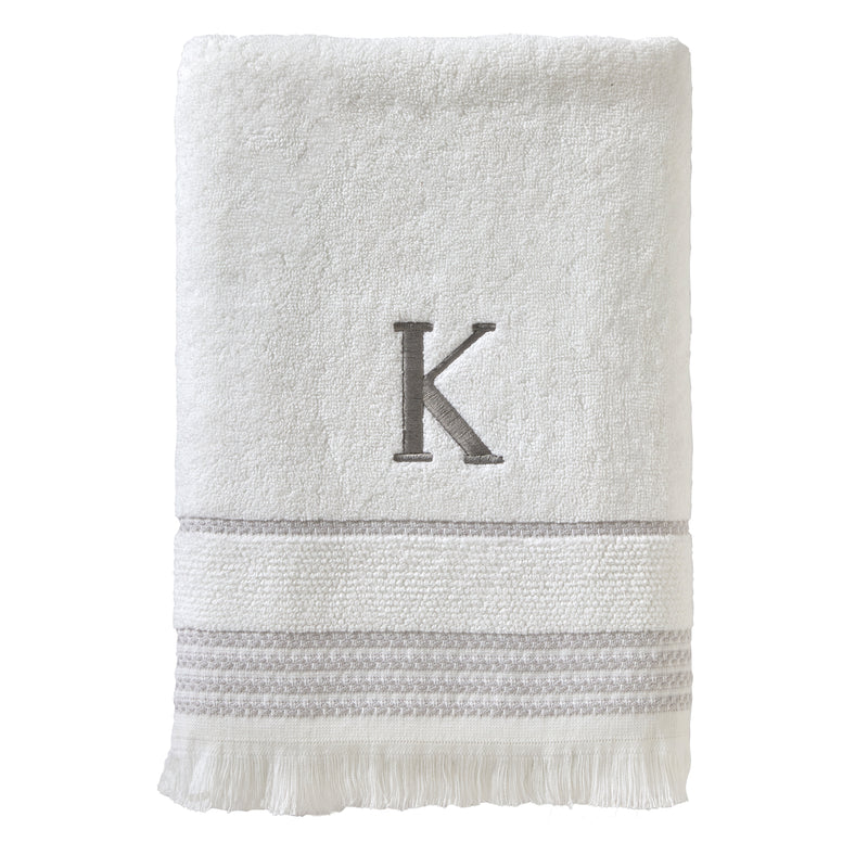 Casual Monogram “K” Cotton Bath Towel, White