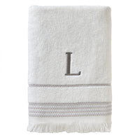 Casual Monogram “L” Cotton Bath Towel, White