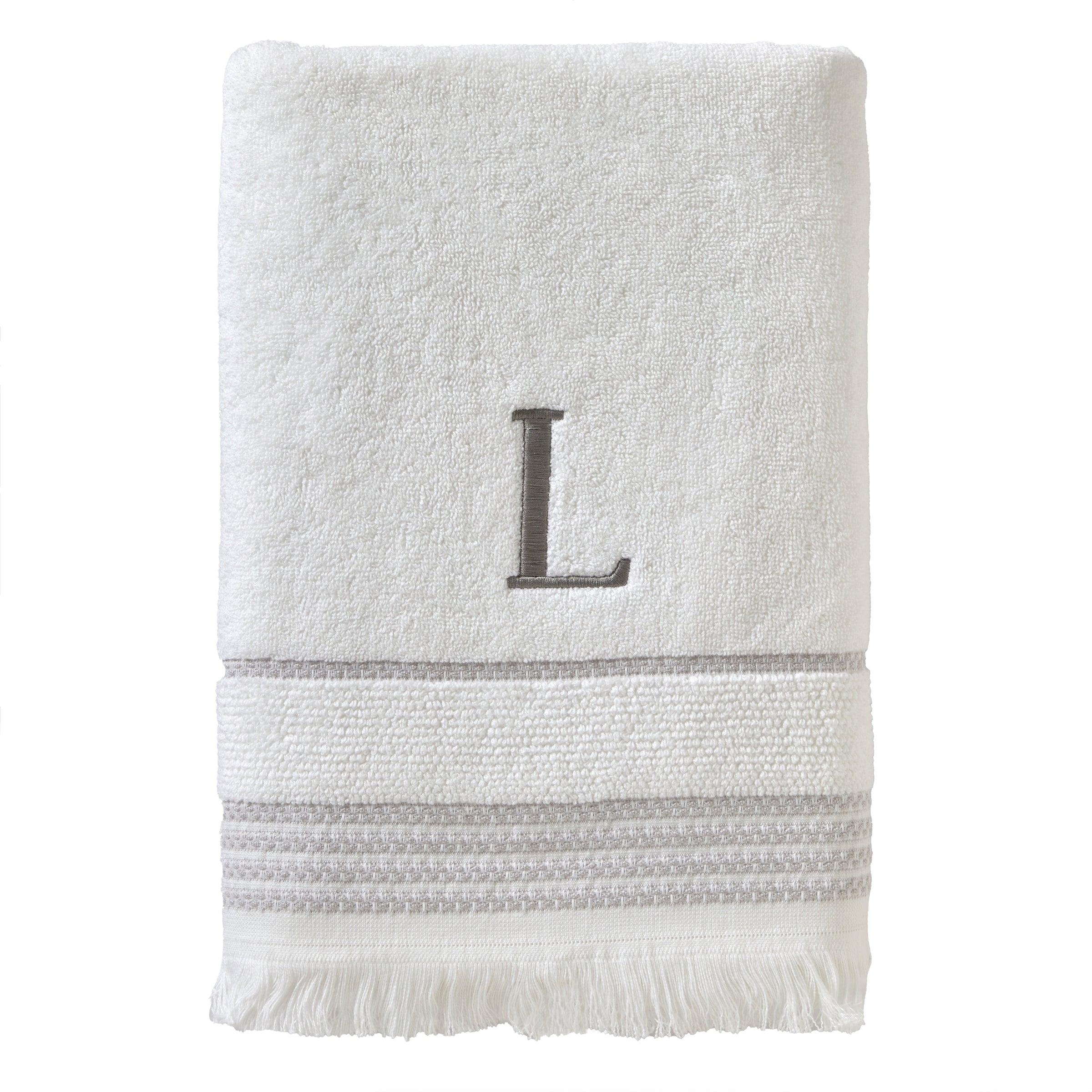 Casual Monogram “L” Cotton Bath Towel, White