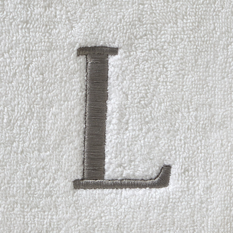 Casual Monogram “L” 2-Piece Cotton Hand Towel Set, White