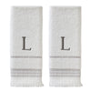 Casual Monogram “L” 2-Piece Cotton Hand Towel Set, White