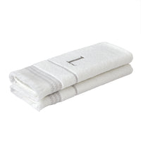 Casual Monogram “L” 2-Piece Cotton Hand Towel Set, White
