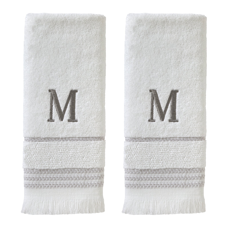 Casual Monogram “M” 2-Piece Cotton Hand Towel Set, White