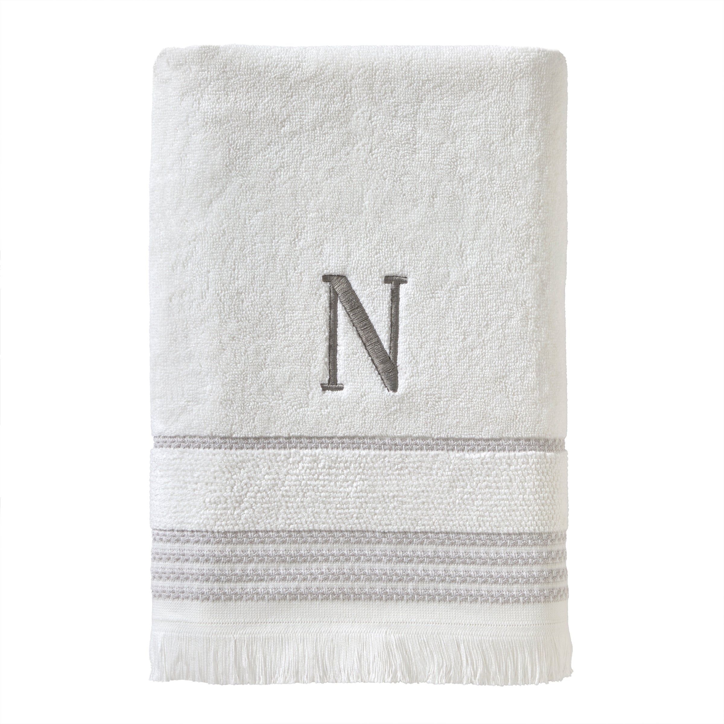 Casual Monogram “N” Cotton Bath Towel, White