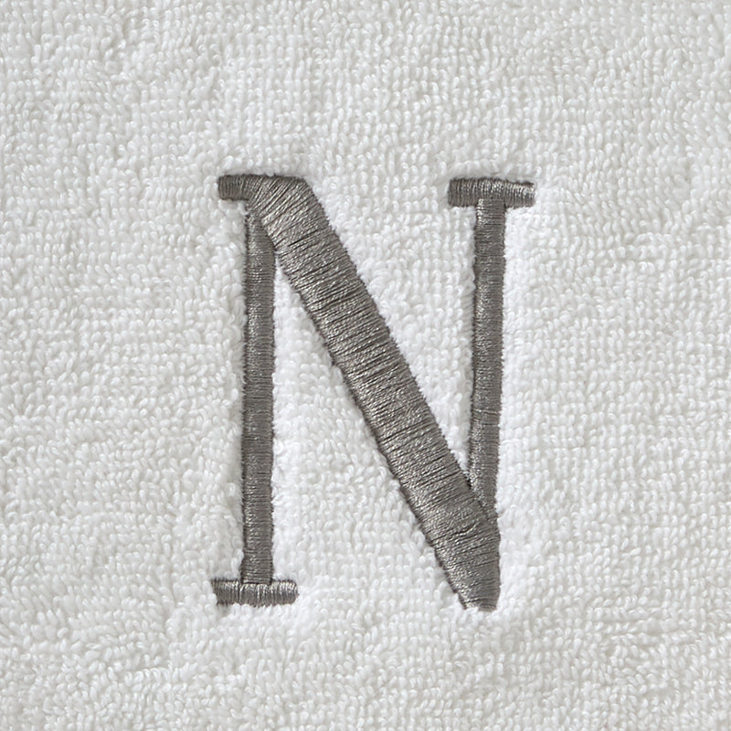 Casual Monogram “N” 2-Piece Cotton Hand Towel Set, White