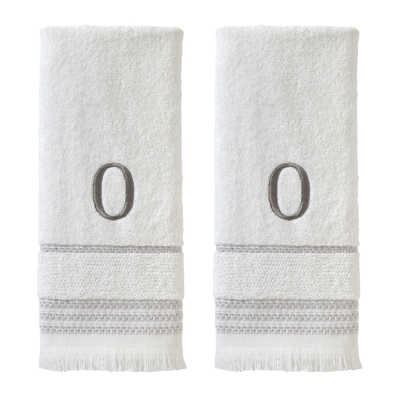 Casual Monogram “O” 2-Piece Cotton Hand Towel Set, White