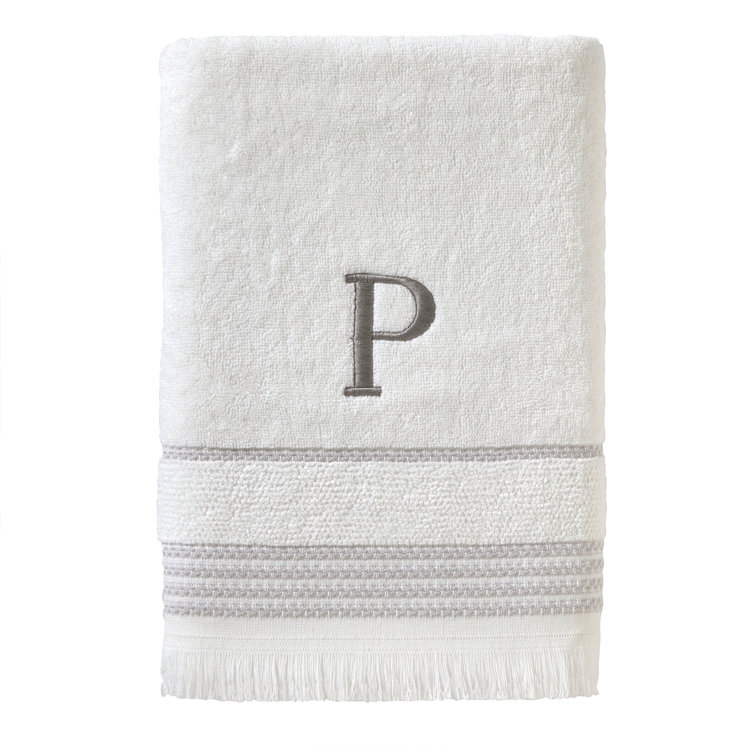 Casual Monogram “P” Cotton Bath Towel, White