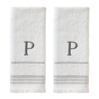 Casual Monogram “P” 2-Piece Cotton Hand Towel Set, White