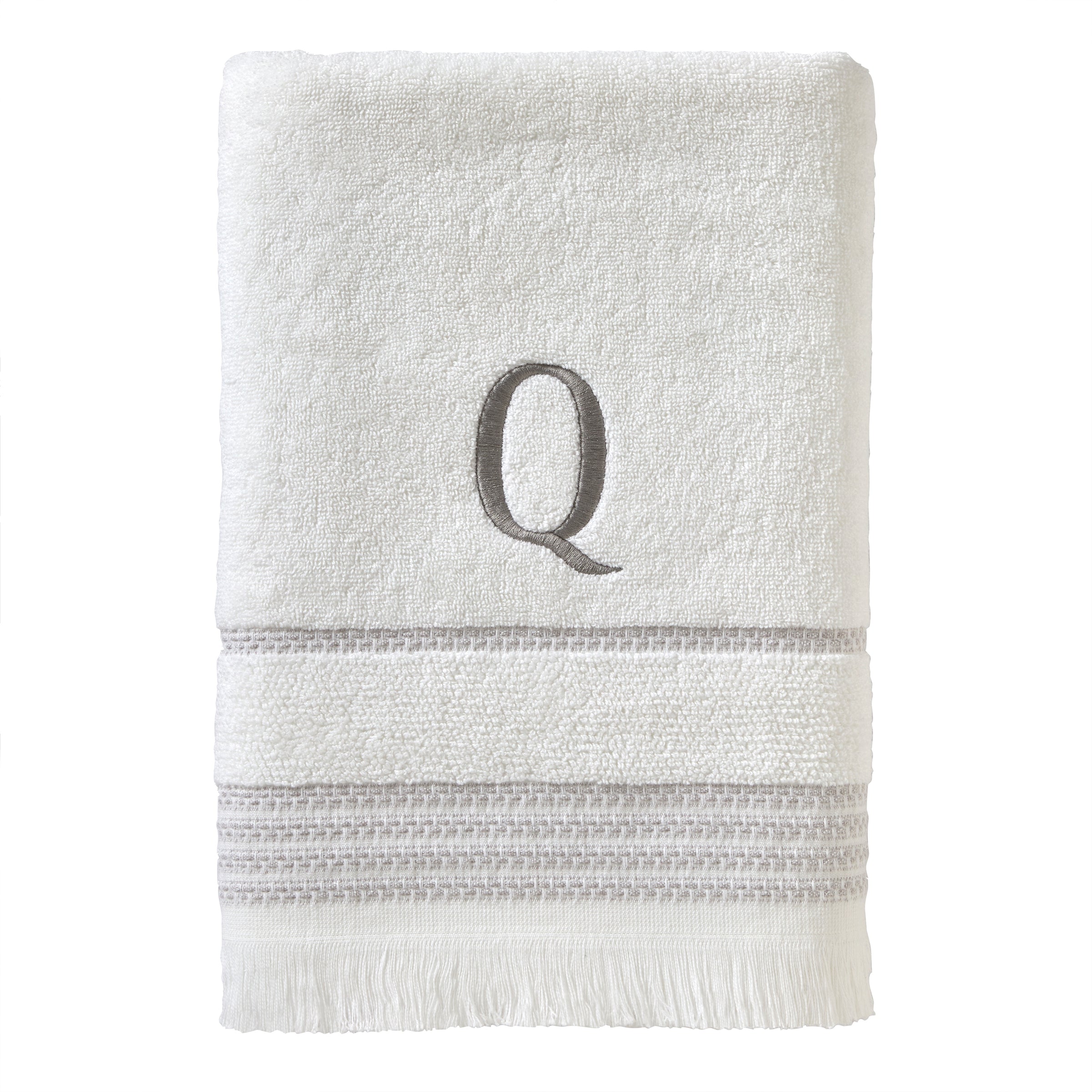 Casual Monogram “Q” Cotton Bath Towel, White