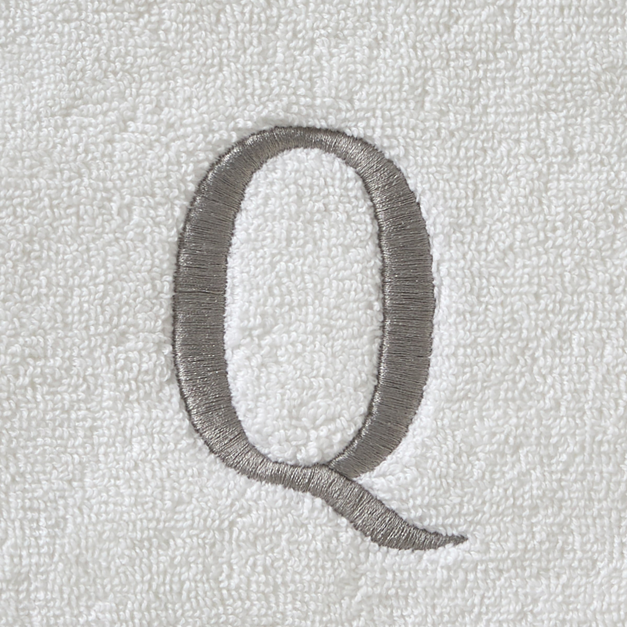 Casual Monogram “Q” 2-Piece Cotton Hand Towel Set, White