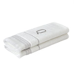 Casual Monogram “Q” 2-Piece Cotton Hand Towel Set, White